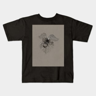 Black and Grey Trillium Drawing Kids T-Shirt